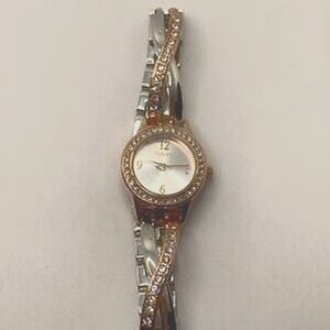 Two tone rhinestone fashion watch